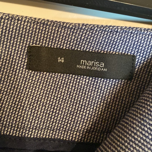 Loft Marisa High Waist Pants Blue Chevron Herringbone Pattern SZ 14 Business - Picture 8 of 15